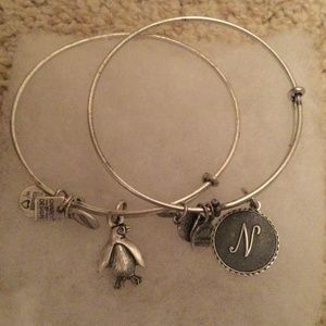2 Alex & Ani "N" & Penguin Bracelets